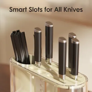 Multifunctional kitchen knife and utensil holder with integrated drainage and sleek modern design
