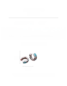 Vue détaillée des boucles d'oreilles rondes en turquoise et cuivre avec mesures