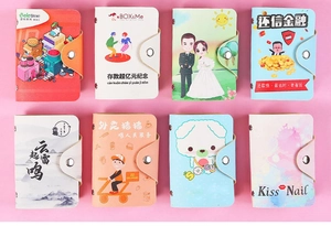 Various PU leather mini card holders with cartoon patterns and snap button closures