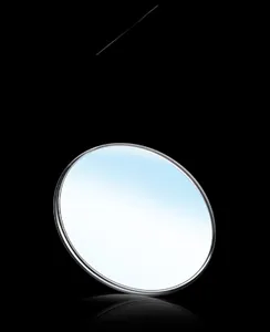 Macro view of clear scratch-resistant sapphire glass lens on business leather watch
