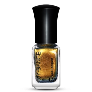 Golden chameleon nail lacquer with shimmer flakes in a 6ml bottle for starry nail art