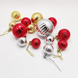Christmas Tree Ball Ornaments Electroplated Plastic Ribbed Pumpkin Shape Hanging Pendant Xmas Holiday Party Decoration