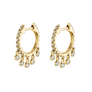 Luxurious gold hoop earrings with sparkling micro-set white cubic zirconia drops