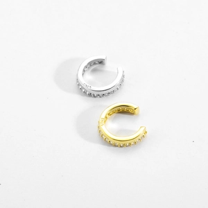 Minimalist S925 sterling silver ear cuffs with sparkling zircon in silver and gold finish