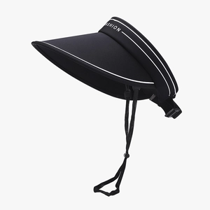 Women's black ice silk sun hat with large brim and fashion lettering for cycling