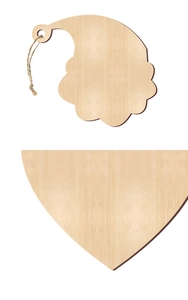 Detailed view of laser-cut unfinished wooden craft blanks with natural jute twine