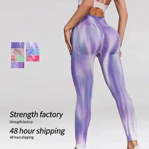Pantaloni da Yoga a Vita Alta Tie-Dye da Donna Leggings Scrunch Sollevamento Glutei Controllo della Pancia Sport Fitness Allenamento Tight
