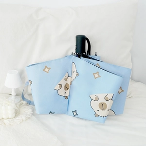 Automatic foldable light blue umbrella with cute Capybara patterns and UV protection coating