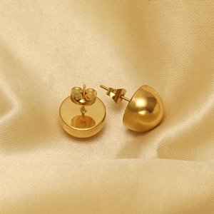 Minimalist Half Ball Dome Stud Earrings Stainless Steel 18K Gold Plated Mirror Polished Geometric Punk Jewelry For Women