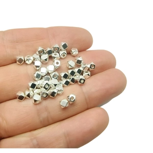 Faceted Tibetan silver geometric spacer beads for DIY handmade necklace jewelry making