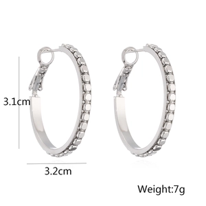 Orecchini a cerchio geometrici placcati oro con texture, diametro 3,2cm e peso 7g