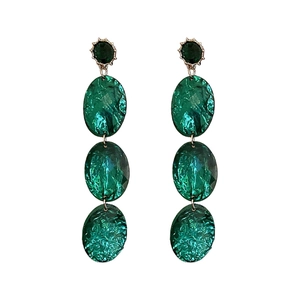 Boucles d'oreilles rétro vert émeraude géométriques avec pendentifs en acrylique et strass