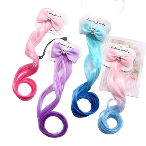 Extension ricci colorati per bambini con fiocchi di nastro e clip con strass