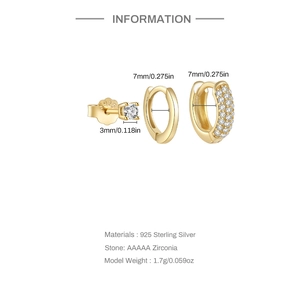 Detailed size specifications for 925 sterling silver earring set with AAAAA zirconia