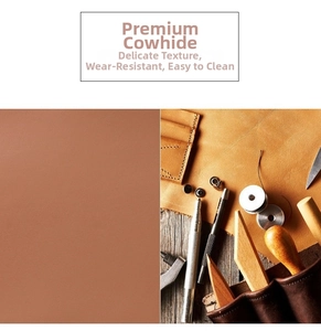 Close-up of premium brown cowhide texture and handcrafted stitching details on tote bag