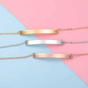Polished titanium steel bar bracelets in gold, silver, and rose gold finishes