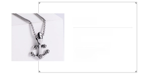 Retro punk 304 stainless steel skull anchor pendant with 49x33mm size detail
