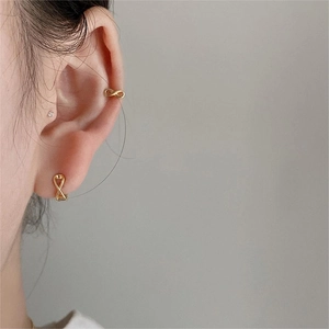 Minimalist 925 sterling silver gold-plated knot earrings and infinity ear cuff set
