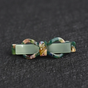 Bow Hair Clip Acetate Marble Pattern Rhinestone Elegant French Barrette For Women Girls Hair Accessories