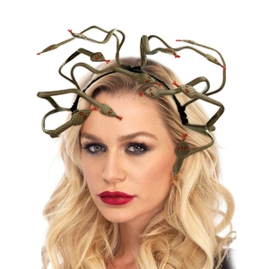 Bronze green Medusa snake headband for Halloween cosplay on white background