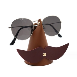 Creative leather glasses holder with mustache design for desk sunglasses storage