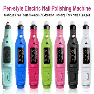 Electric Nail Drill Pen Professional Manicure Pedicure Polisher Portable Tool With Metal Bits Sanding Bands For Gel Nails