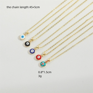 Evil eye pendant necklace set in five colors with dimensions and weight specs
