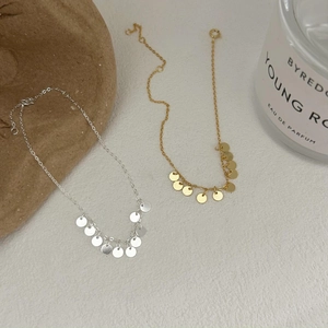 Minimalist S925 sterling silver bracelets with polished gold and silver round discs