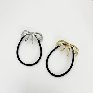 Legierung Schleife Elastische Haargummis Metallische Textur Minimalistische Pferdeschwanzhalter