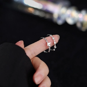 S925 sterling silver woven heart and butterfly rings set with white zircon crystals