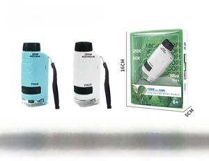 Portable children's microscope kit 60X-120X zoom with LED light and gift box packaging