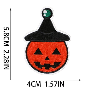 Tabella taglie dettagliata per toppa ricamata zucca di Halloween di 5,8CM per 4CM