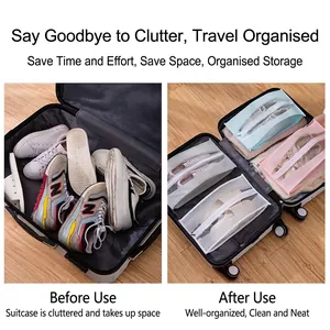 Waterproof travel shoe storage bags in multi-color sets for dustproof luggage organization