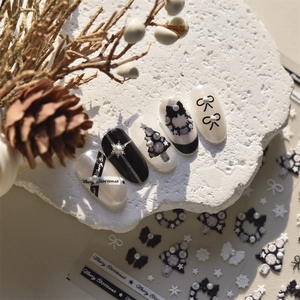Autocollants À Ongles 3D De Noël Nœud Papillon Flocon De Neige Père Noël Décoration De Manucure De Fête Décalcomanies Cristal