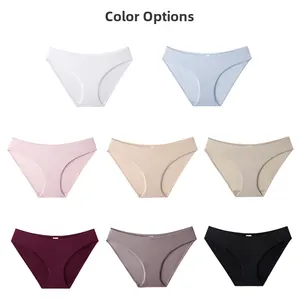 Color display of seamless ice silk panties showing eight various pastel and neutral shades