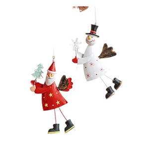 Nordic iron Santa and Snowman hanging ornaments for Christmas tree decoration set