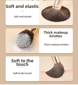 Macro shot showing soft synthetic bristles with high elasticity and powder grip