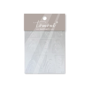Macro detail of Tomoni F-7 3D white rainbow textured embossed nail art stickers