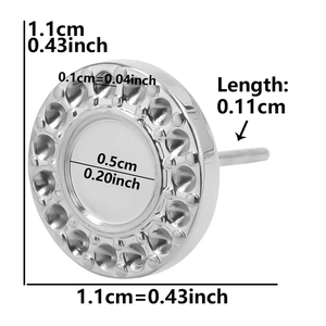 Detailed view of silver stainless steel hoop earring with precise dimension measurements