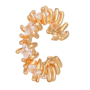 Detailed view of gold star-shaped zircon ear cuff with sparkling crystal inlay