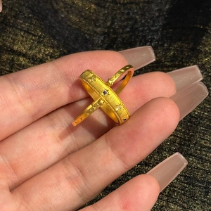 Vintage Gold Plated Copper Star Sun Embossed Ring Inlaid Zirconia Adjustable Open Ring For Women High-end Jewelry