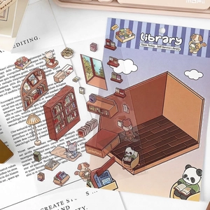 Infeel.Me PET library theme stickers with cute animals for DIY creative journaling
