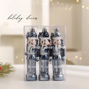 Navy Blue Christmas Hanging Ornaments Glitter Star Balls Christmas Tree Nutcracker Soldier Decor Holiday Party Home Decor