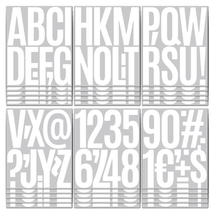 Detailed view of 5-inch white alphabet and number stickers for home and party decoration