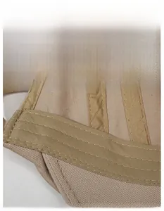 Detail of widened sweatband and cotton twill interior of this khaki beret hat