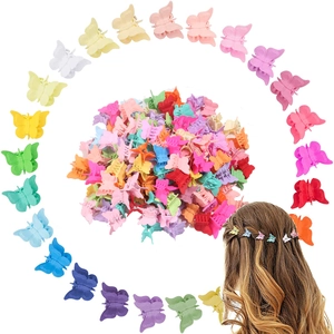 Mini Butterfly Hair Clips Matte Frosted Plastic Mixed Colorful Hair Claws For Girls Women Hairstyles Accessories