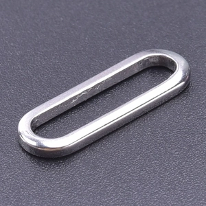Close-up of a silver oval stainless steel ring accessory for jewelry and bags