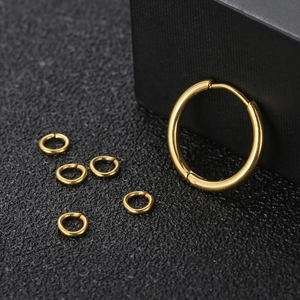 Minimalist gold stainless steel hinged hoop earring with detachable small rings set