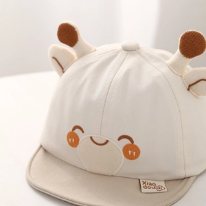 Mignonne casquette bébé avec bois de girafe crème pour nourrissons de 6-20 mois