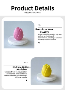 Detail of tulip scented candle made from premium natural plant-based soy wax
